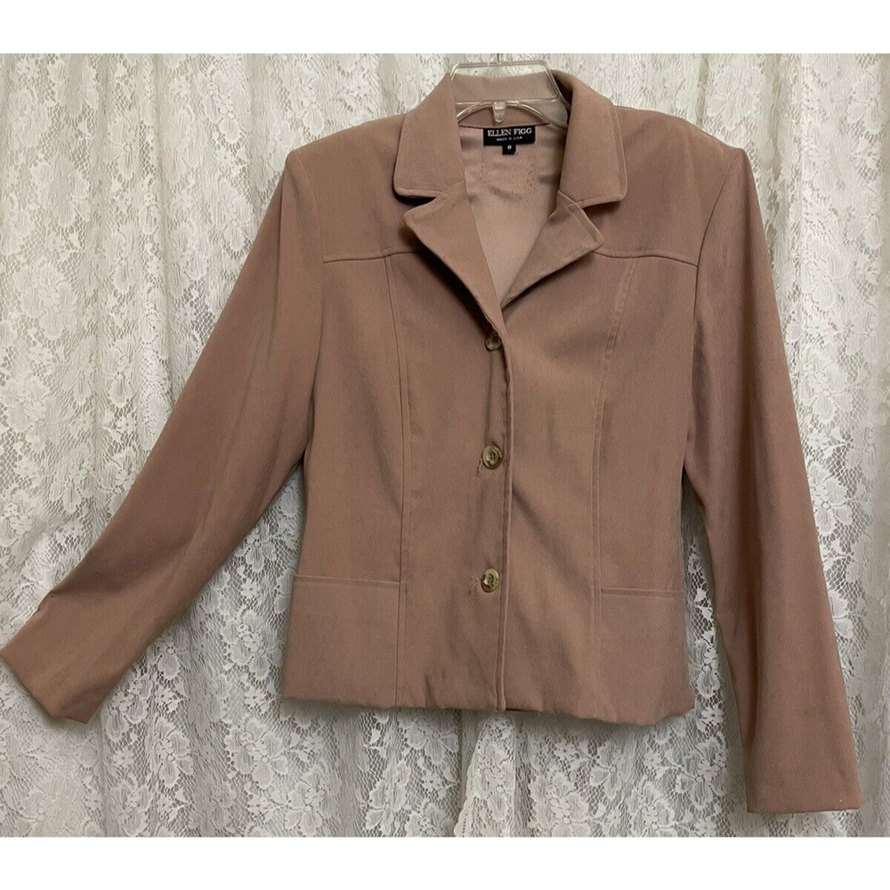 Ellen Figg Women’s Jacket Size 8 Light Pink Whit Pockets made in USA
